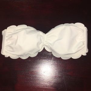 white scallop strapless bikini top